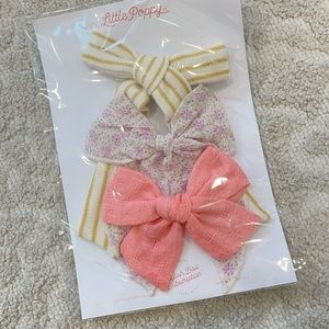 Little poppy co clip set Claire floral striped long tail yellow knit coral pi